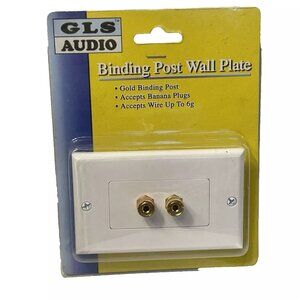 2 Port Banana Binding Post Audio Speaker Wall Plate Home Theater White GLS Audio